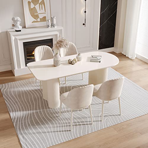 Guyii 55.11" Dining Table, Modern Kitchen Table for 6 People, Indoor Dining Table for Kitchen, Bar, Living Room, Breakfast Nook, Small Space, White