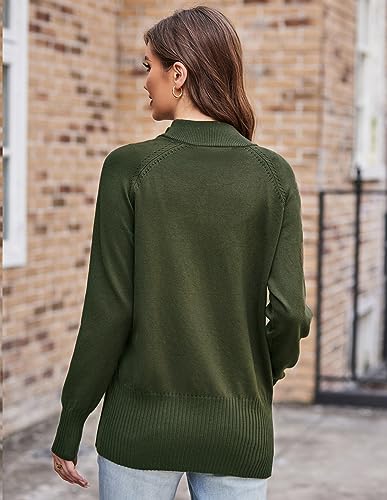 GRACE KARIN Women 2023 Fall Winter Zip Up Sweater Cardigan Long Sleeve Chunky Knit Sweater Jacket with Pockets S Dark Army Green