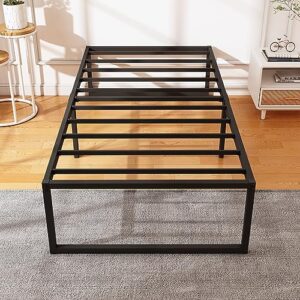 xinxinyan 18 inch twin xl bed frame, no box spring needed, heavy duty metal platform xl twin bed frame, strong steel slats support, noise free, easy assembly, black