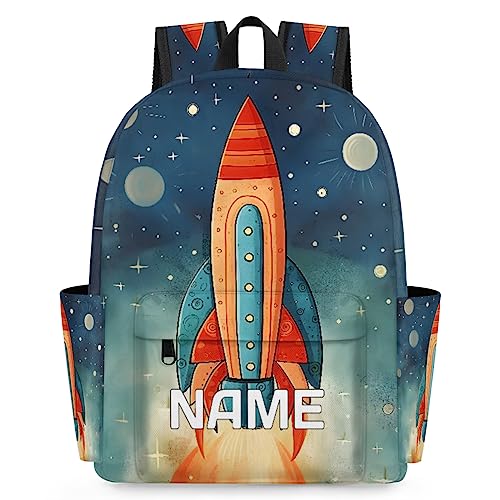 OMFUNS Space Rocket Customized Kids Backpack for Boys Girls Galaxy Planet Personalized Preschool Toddler Backpack Kindergarten Nursery Bookbag Travel Children School Bag