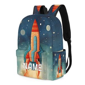 OMFUNS Space Rocket Customized Kids Backpack for Boys Girls Galaxy Planet Personalized Preschool Toddler Backpack Kindergarten Nursery Bookbag Travel Children School Bag