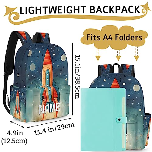 OMFUNS Space Rocket Customized Kids Backpack for Boys Girls Galaxy Planet Personalized Preschool Toddler Backpack Kindergarten Nursery Bookbag Travel Children School Bag