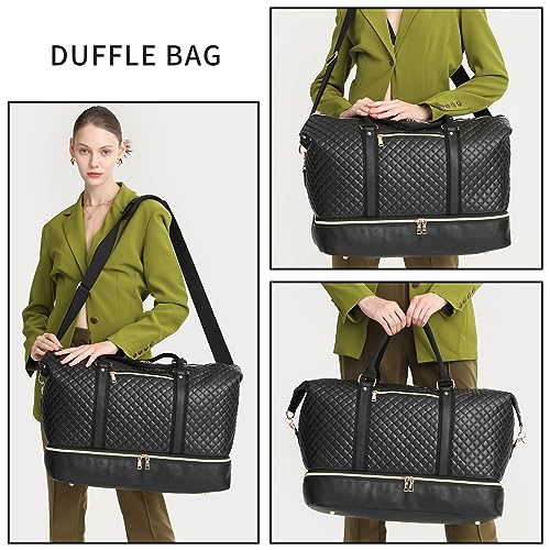 Travel Bag with Shoe Pouch,Weekender Bag Overnight Duffle Bag Carry On Bag Travel Tote Duffel Bags for Traveling Sport Duffel Bag Gym Bag for Women or Men
