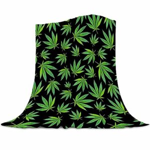 ubnlkto cannabis leaves blanket for man fleece flannel blanket, marijuana weed throw blanket throw size, cannabis vibrant green plush bed blanket for woman 60"x80"