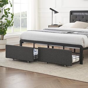 Amyove Full Bed Frame with Storage Platform, Grey