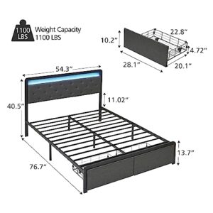 Amyove Full Bed Frame with Storage Platform, Grey