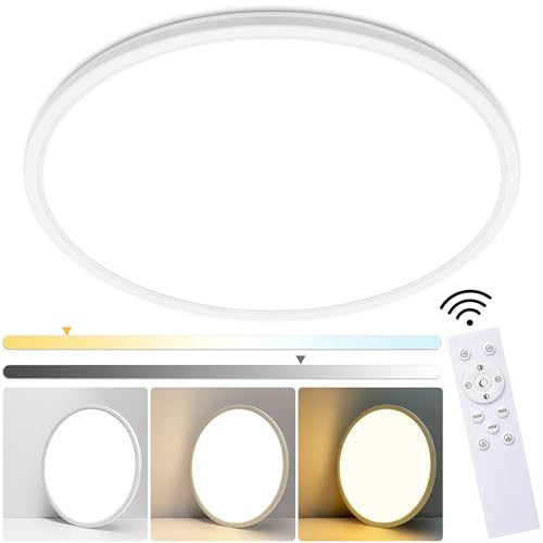 MOONSEA 15.8 Inch Dimmable LED Flush Mount Ceiling Light with Remote, 36W Low Profile Modern led Surface Mount Ceiling Light,Ultra-Thin Round Panel Light for Bedroom Kitchen Living Dining, ETL Listed