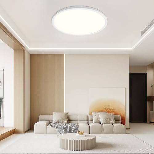 MOONSEA 15.8 Inch Dimmable LED Flush Mount Ceiling Light with Remote, 36W Low Profile Modern led Surface Mount Ceiling Light,Ultra-Thin Round Panel Light for Bedroom Kitchen Living Dining, ETL Listed