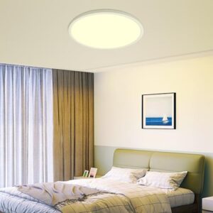 MOONSEA 15.8 Inch Dimmable LED Flush Mount Ceiling Light with Remote, 36W Low Profile Modern led Surface Mount Ceiling Light,Ultra-Thin Round Panel Light for Bedroom Kitchen Living Dining, ETL Listed