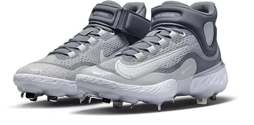 Nike Alpha Huarache Elite 4 DJ6520-012 Mid Wolf Grey/White/Cool Grey/Pure Platinum Men's Metal Baseball Cleats 13 US