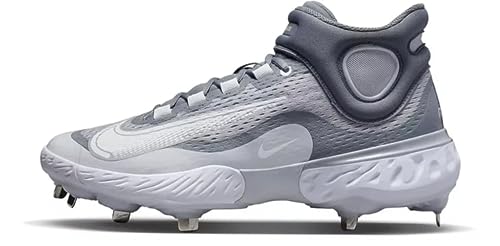 Nike Alpha Huarache Elite 4 DJ6520-012 Mid Wolf Grey/White/Cool Grey/Pure Platinum Men's Metal Baseball Cleats 13 US