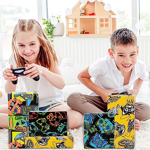 AnyDesign 12Pcs Gaming Wrapping Paper Colorful Video Game Gift Wrap Paper Bulk Folded Flat Gamepad Controller Art Paper for Birthday Baby Shower Theme Party DIY Crafts Gift Wrapping, 19.7 x 27.6 In