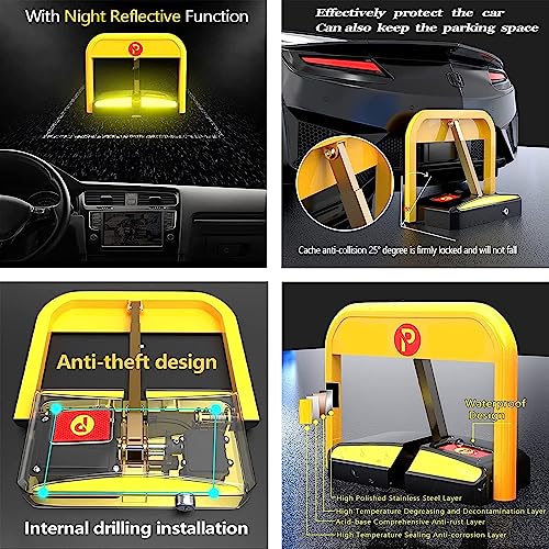 Parking Barrier Post Safety Bollard Remote Control Parking Lock, Automatic Barrier Alarmed Carport Tool Electric Parking Barrier, Mini Security Post for Driveways Carports, Parking Space Lock Folding