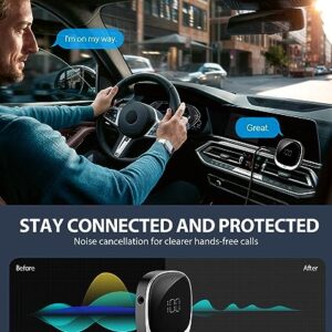 COMSOON AUX Bluetooth Adapter for Car, [LED Screen] Bluetooth 5.3 Receiver for Speaker/Home Stereo/Wired Headphones, Noise Cancelling Wireless Audio Receiver for Hands-free Call/Music, Dual Connection