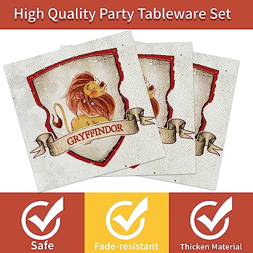 AURORAPARTY 96pcs Harry Birthday Party Supplies Potter Party Paper Plates Napkins Cups Kids Boys Birthday Decorations Birthday Disposable Party Tableware Set for 24 Guests