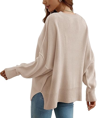 Women's 2023 Fall Sweaters Trendy Long Sleeve Lace V Neck Color Block Striped Sweater Winter Oversized Pullover Knitted Tops