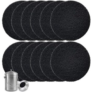 12-pack 7.25" compost bin odor absorbing filters, activated charcoal deodorizer for kitchen trash cans, compost buckets, countertops and recycle bins