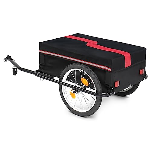 Ktaxon Bike Trailer Foldable Bicycle Trailer with Detached Cover, Quick Release Wheel, Anti-Rust Steel Frame and Universal Trailer Hitch, Bike Cargo Trailer for Moving Houses, Camping and Shopping