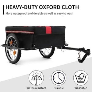 Ktaxon Bike Trailer Foldable Bicycle Trailer with Detached Cover, Quick Release Wheel, Anti-Rust Steel Frame and Universal Trailer Hitch, Bike Cargo Trailer for Moving Houses, Camping and Shopping