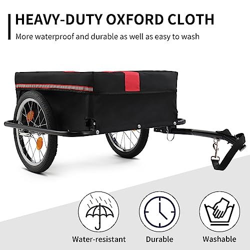 Ktaxon Bike Trailer Foldable Bicycle Trailer with Detached Cover, Quick Release Wheel, Anti-Rust Steel Frame and Universal Trailer Hitch, Bike Cargo Trailer for Moving Houses, Camping and Shopping