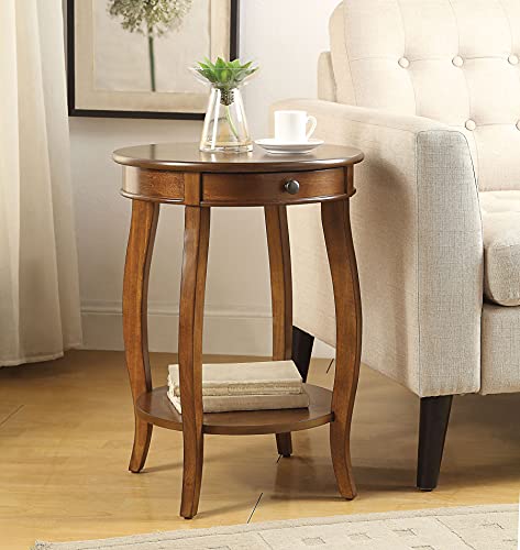 Farmhouse Side Table,Solid Wood Small End Table with Drawer Accent Table 2-Layer Sofa Table Bedside Table Home Decor for Living Room Bedroom Balcony Office Rustic Brown