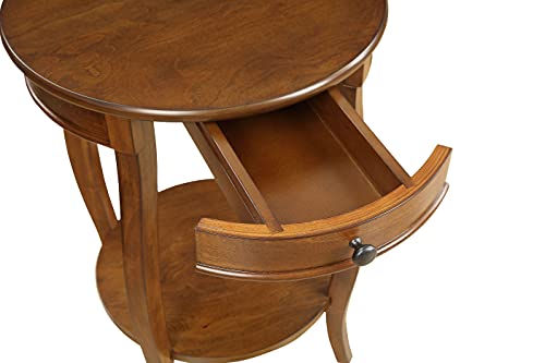 Farmhouse Side Table,Solid Wood Small End Table with Drawer Accent Table 2-Layer Sofa Table Bedside Table Home Decor for Living Room Bedroom Balcony Office Rustic Brown