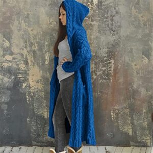 Women Casual Coat Top Winter Solid Knitted Loose Hooded Coats Long Cardigan Sweater Pocket Coat Winter Cinched Cardigan