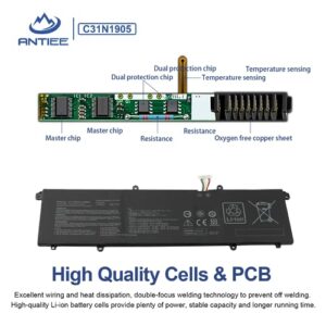 ANTIEE C31N1905 Laptop Battery Replacement for Asus VivoBook S13 S330FA S330UA S333EA S333JA S14 M433IA S433EA S433IA S15 D533IA S513EA M533IA S532FA S533EA S533FL S533EQ S533IA 11.55V 50Wh 3-Cell