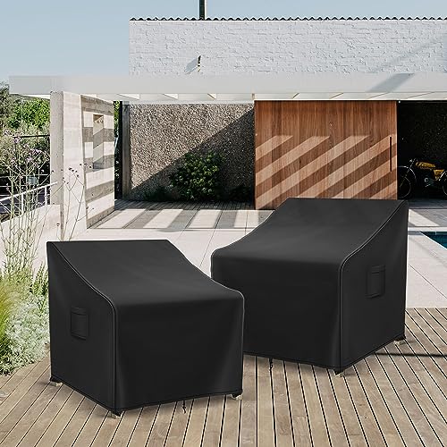 Richwon Patio Furniture Covers Waterproof for Chairs, Lawn Outdoor Chair Covers 2 Pack, Patio Chair Covers for Outdoor Furniture Fits up to 30W x 37D x 31H inches, Black