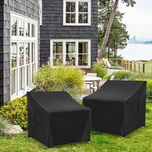 Richwon Patio Furniture Covers Waterproof for Chairs, Lawn Outdoor Chair Covers 2 Pack, Patio Chair Covers for Outdoor Furniture Fits up to 30W x 37D x 31H inches, Black