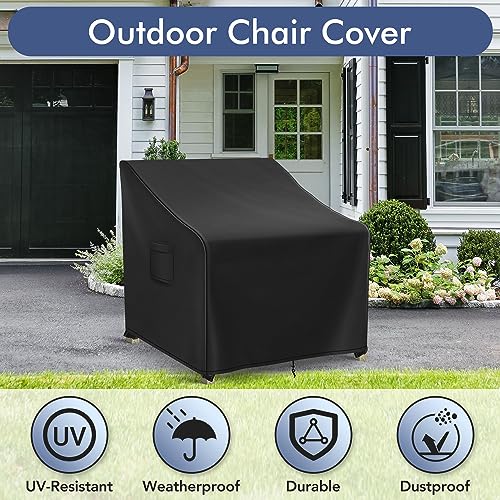 Richwon Patio Furniture Covers Waterproof for Chairs, Lawn Outdoor Chair Covers 2 Pack, Patio Chair Covers for Outdoor Furniture Fits up to 30W x 37D x 31H inches, Black