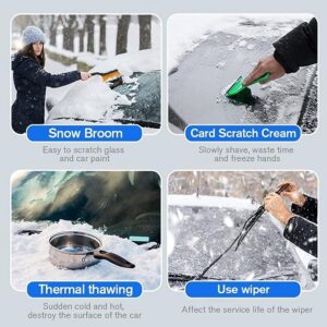 Car Ice Scrapers,Snow Scraper,Magical Ice Scrapers for Car Windshield,4 Pcs Portable Multifunctional Snow Remover Wiper,Upgrade 2-in-1 Refueling and Deicing Removal,Universal for Bus, Truck, SUV