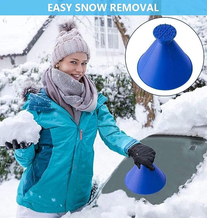 Car Ice Scrapers,Snow Scraper,Magical Ice Scrapers for Car Windshield,4 Pcs Portable Multifunctional Snow Remover Wiper,Upgrade 2-in-1 Refueling and Deicing Removal,Universal for Bus, Truck, SUV