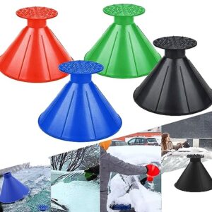 Car Ice Scrapers,Snow Scraper,Magical Ice Scrapers for Car Windshield,4 Pcs Portable Multifunctional Snow Remover Wiper,Upgrade 2-in-1 Refueling and Deicing Removal,Universal for Bus, Truck, SUV