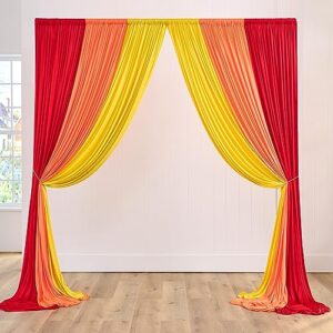 30ft x 10ft Wrinkle Free Rainbow Backdrop Curtains for Parties, 10x10ft Red Backdrop Curtains & 10x10ft Orange Backdrop Curtains & 10x10ft Yellow Backdrop Curtains Drapes for Birthday