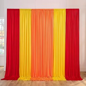 30ft x 10ft Wrinkle Free Rainbow Backdrop Curtains for Parties, 10x10ft Red Backdrop Curtains & 10x10ft Orange Backdrop Curtains & 10x10ft Yellow Backdrop Curtains Drapes for Birthday