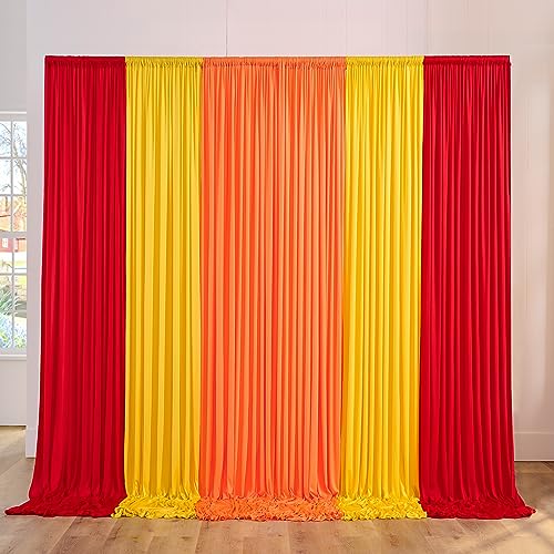 30ft x 10ft Wrinkle Free Rainbow Backdrop Curtains for Parties, 10x10ft Red Backdrop Curtains & 10x10ft Orange Backdrop Curtains & 10x10ft Yellow Backdrop Curtains Drapes for Birthday