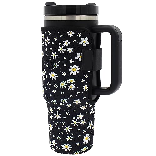 Xumbtvs 40oz Tumbler Sleeve, Reusable Neoprene Insulator Sleeve for Stanley 40oz Cup, Accessories for Stanley 40oz Tumbler with Handle(Daisy)