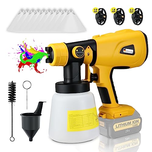 Paint Sprayer with Brushless Motor, Cordless for DeWALT 18V/20V Max Battery HVLP Electric Paint Gun, 4 Size Nozzles Spray Gun for Countless Painting, Fence, Walls, Cars, Chairs (Battery NOT Included)