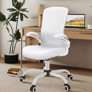 mimoglad home office chair, high back desk chair, ergonomic mesh computer chair with adjustable lumbar support and thickened seat cushion (modern, ivory white)