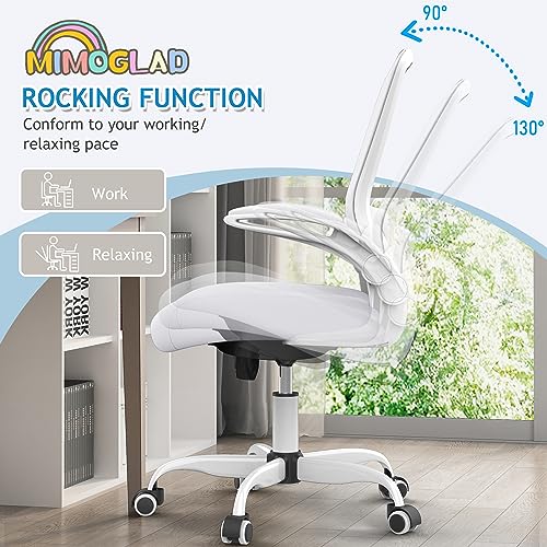 Mimoglad Home Office Chair, High Back Desk Chair, Ergonomic Mesh Computer Chair with Adjustable Lumbar Support and Thickened Seat Cushion (Modern, Ivory White)