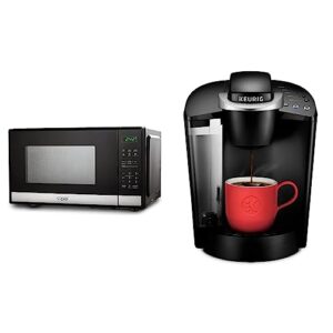 commercial chef small microwave 0.9 cu. ft.countertop microwave with touch controls & digital display, stainless & keurig k-classic coffee maker k-cup pod, single serve, programmable, 6 to 10 oz