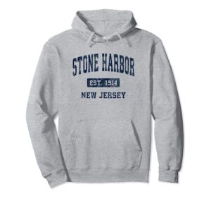 stone harbor new jersey nj vintage athletic sports design pullover hoodie