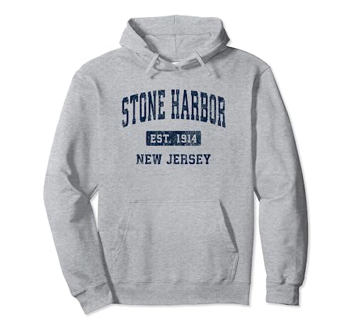 Stone Harbor New Jersey NJ Vintage Athletic Sports Design Pullover Hoodie