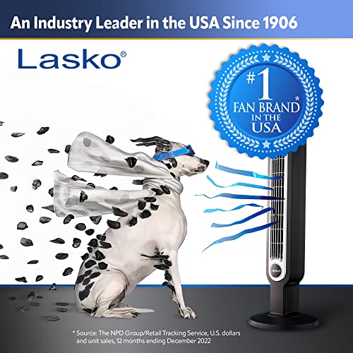 Lasko Portable Electric 42" Oscillating Tower Fan with Fresh Air Ionizer, Timer and Remote Control for Indoor, Bedroom and Home Office Use, Silver 2551 & Oscillating Tower Fan