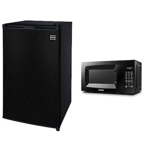 rca rfr335, 3.2 cu ft compact design mini fridge with freezer, black stainless & comfee' em720cpl-pmb countertop microwave oven with sound on/off, eco mode and easy one-touch buttons, 0.7cu.ft, 700w