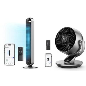 dreo tower fan 42 inch pilot max, 2023 upgraded smart fans for home works with alexa/google/app, 120° & smart desk fan for bedroom, powerful 70 ft whole room air circulator fan, 120°+90° oscillating