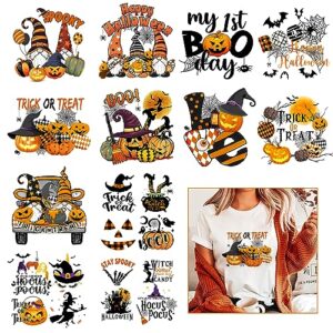 cysincos iron on stickers heat transfer decal patches vinyl for t-shirt clothing hat pillow backpack diy craft supplies (halloween-21pcs)