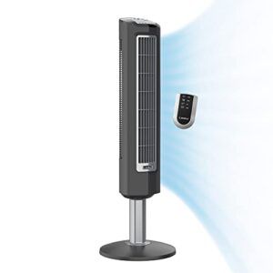 Lasko 2519 3-Speed Wind Tower Fan with Remote Control, 38 Inch, Gray & Oscillating Pedestal Fan, Adjustable Height, 3 Quiet Speeds, Timer