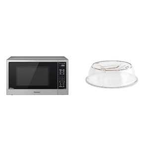 panasonic nn-sn67k microwave oven, 1.2 cu.ft, stainless steel/silver & nordic ware deluxe plate cover, 10"